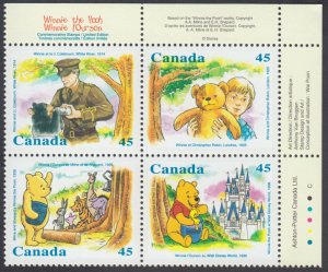 Canada - #1621a Winnie The Pooh, Plate Block - MNH
