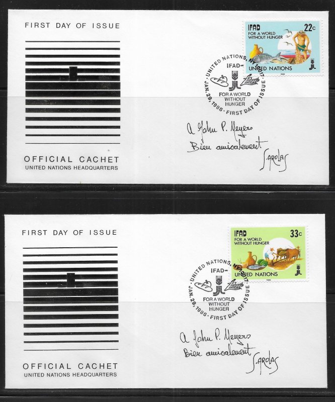 United Nations 519-20 IFAD Headquarters Cachet FDC Signed by Designer