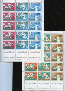 QATAR SCOTT #103/103A MEXICO OLYMPIC GAMES 1968 SHEET SET-FOLDED MINT NH