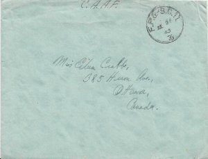 Canada Soldier's Free Mail 1943 F.P.O.-S.C. 11th Canadian Reinforcement Units...