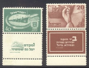 ISRAEL #33-34 Mint NH w/ Tab - 1950 Independence Set