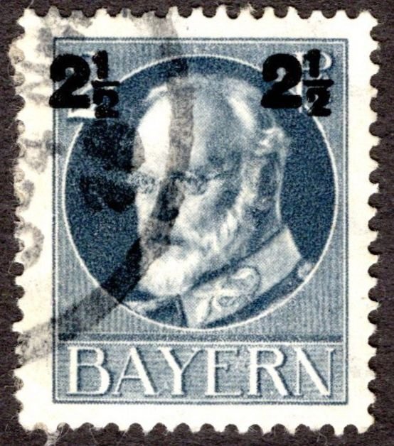 1916, Germany Bavaria 2 1/2pf, Used, Sc 115