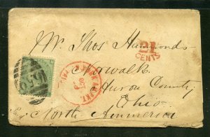 Great Britain 54 19th Century Mini Cover to Norwalk Huron County OHIO USA