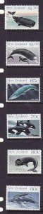 New Zealand-Sc#936-41-unused NH set-Marine Life-Whales-1988-