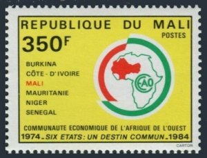 Mali 503,MNH.Michel 1024. CEAO-West African Economic Community,1984.Map.