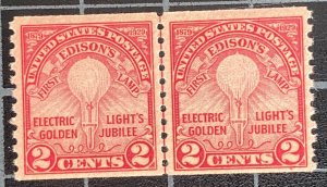 US Stamps-SC# 656 - Edison Coil Line Pair - MNH -SCV = $110.00