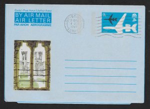 GREAT BRITAIN Aerogramme 9d Prince of Wales Coronation 1969 Weybridge FDC cancel