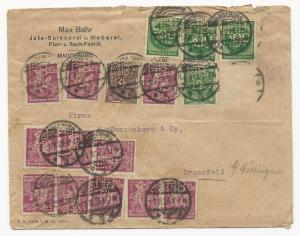 Germany Scott #224 x11 #231 x3 #226 & #228 Perfins on Cover August 1, 1923