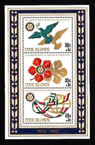Cook Is.-Sc#B87- id10-unused NH sheet-Rotary-Birds-Flags-1980-