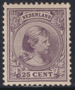 Sc# 48 Netherlands 1894 Princess Wilhelmina 25¢ issue MLMH CV $110.00