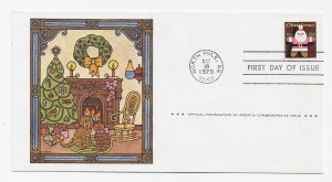 US 1800 15c Christmas - Santa Claus single on FDC Postmasters Cachet ECV $12.50