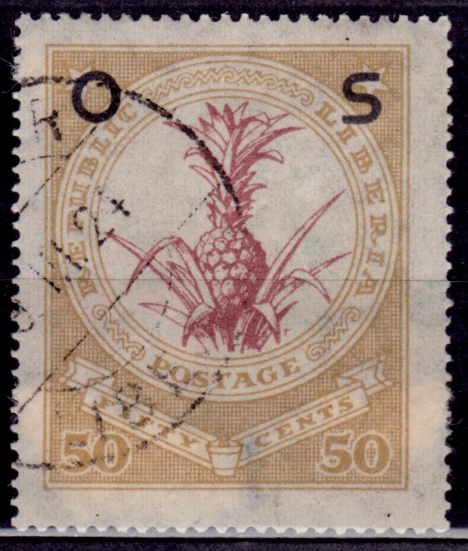 Liberia, 1923, Pineapple, 50c, overprint, Scott# O150a, used