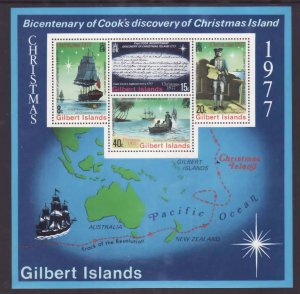 Gilbert Is.-Sc#300-303a- id9-unused NH set+sheet-Capt. Cook-Maps-Ships-Christmas