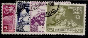 TRINIDAD & TOBAGO GVI SG261-264, anniversary of UPU set, FINE USED.