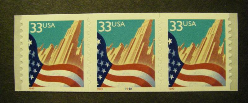 Scott 3281, 33 cent Flag o/City, PNC3 #4444A MNH, NICE