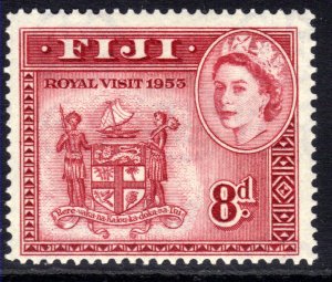 Fiji 1953 QE2 8d Deep Carmine Red Royal Visit MM SG 279 ( J1488 )