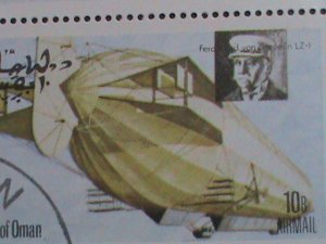 OMAN STAMP -1977 WORLD FAMOUS AIR SHIPS-ZEPPELIN -CTO FULL-SHEET VERY FINE