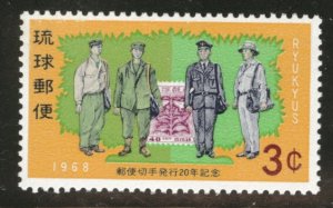 RYUKYU (Okinawa) Scott 170 MNH** 1968 mailmen uniform stamp