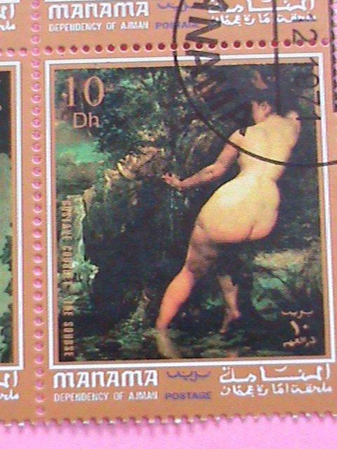 MANAMA STAMP-1974 WORLD FAMOUS NUDE ART CTO -MNH STAMP SHEET -RARE VERY RARE