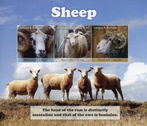 Antigua & Barbuda Farm Animals Stamps 2019 MNH Merino Sheep 3v M/S