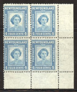 Newfoundland Scott 269 MNHOG Block of 4 - 1947 Princess Elizabeth - SCV $1.60