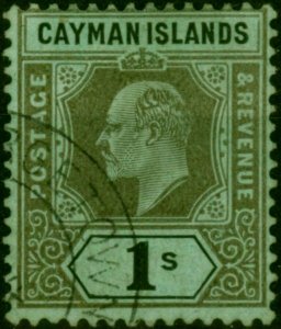 Cayman Islands 1909 1s Black-Green SG31 Fine Used