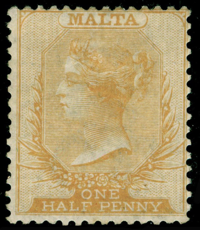 MALTA SG10, ½ yellow-buff, M MINT. Cat £85.