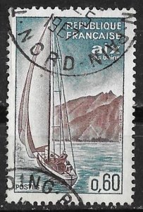 France # 1127  Sailboat -  Aix-les-Bains  (1)  VF Used