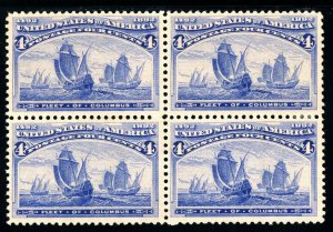 USAstamps Unused VF-XF US 1893 Columbian Expo Block Scott 233 OG MNH, MHR