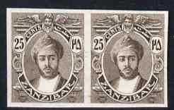 Zanzibar 1913 Sultan 25c imperf proof pair in issued colo...