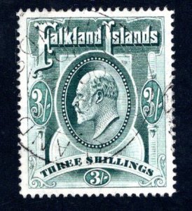 Falkland Islands SC #28   VF/XF, Used, King Edward VII,  CV $160.00 .....1930023