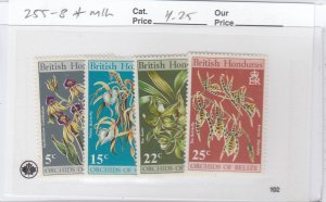 British Honduras 255-8 Orchids mint