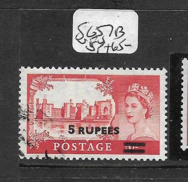 BRITISH P.O. IN EASTERN ARABIA (P1002B) ON GB QEII 5R/5/-  SG 57B  VFU