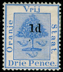 SOUTH AFRICA - Orange Free State SG54, 1d on 3d ultramarine, M MINT.