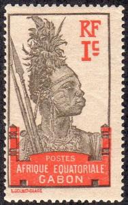 Gabon 49 - Mint-NH - 1c Fang Warrior (1910) (cv $0.85)