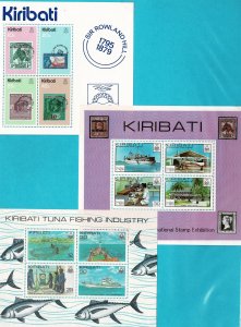 Kiribati #344a,355a,383a MNH sheets