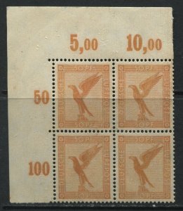 Germany 1926 50 pf brown orange block of 4 mint NH, hinge on top of selvage