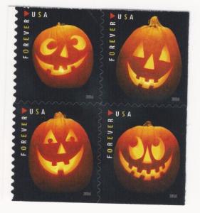 5137-40 Jack-O-Lanterns Block Of 4 Mint/nh (Free shipping offer)