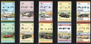 St. Vincent Grenadines #441-54 ~ Short Set 10 of 14 Pairs ~ Cars ~ MNH (1984-85)