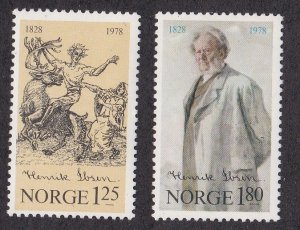 Norway # 725-726, Peer Gynt & Hennrik Iban - Poet, Mint Hinged, 1/3 Cat.