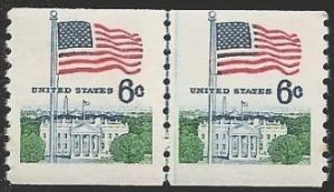 US Stamp #1338A MNH - Flag Over White House Coil Pair w/Line