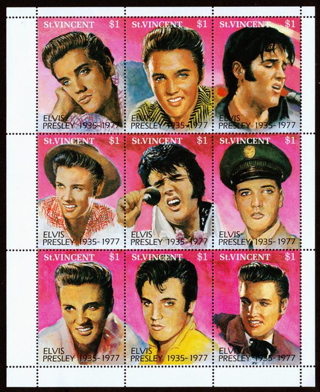 St. Vincent Scott 1729 (1992) Elvis Presley, Mint NH VF C