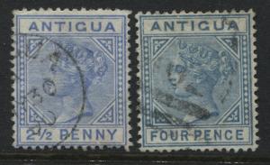 Antigua QV 1882-86 2 1/2d ultra and 4d blue both used