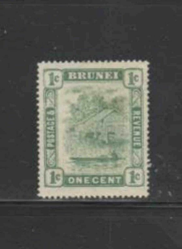 BRUNEI #13 1907 1c SCENE ON BRUNEI RIVER MINT VF H O.G