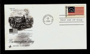 FIRST DAY COVER #1348 Bennington Flag 6c ARTCRAFT U/A FDC 1968