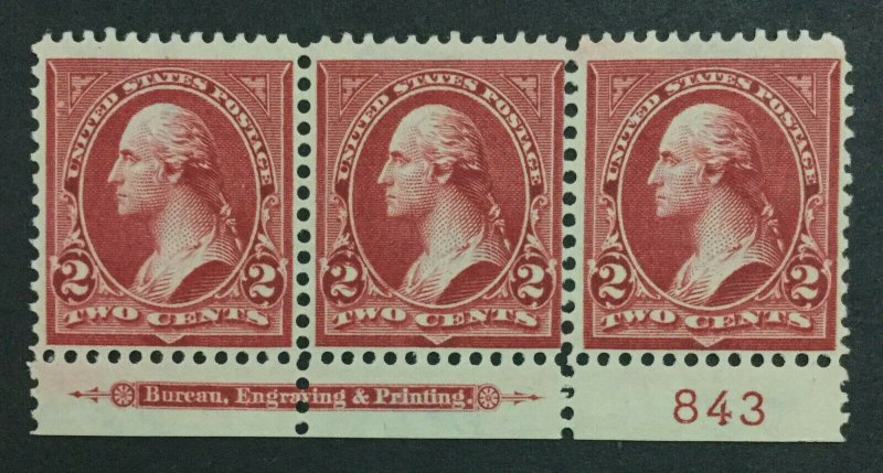 MOMEN: US #279B PLATE STRIP MINT OG **NH** POST OFFICE FRESH #31133