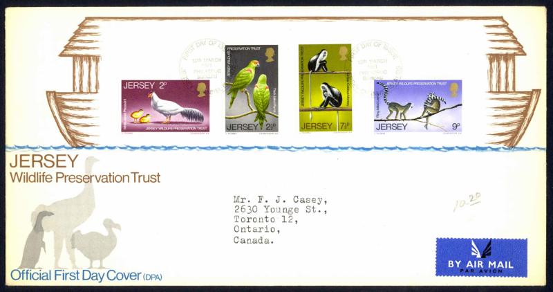 Jersey Sc# 49-52 FDC Air Mail 1971 Wildlife Preservation