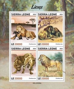 Sierra Leone - 2022 Lions on Stamps - 4 Stamp Sheet - SRL220206a