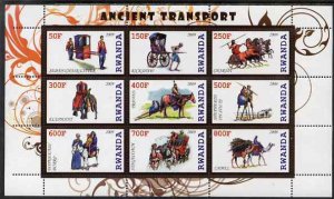 RWANDA - 2009 - Ancient Transport - Perf 9v Sheet - MNH - Private Issue