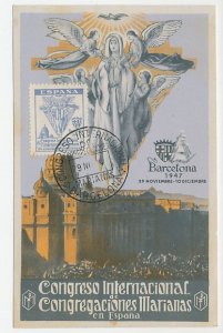 Maximum card Spain 1947 International Congress Marian Congregations